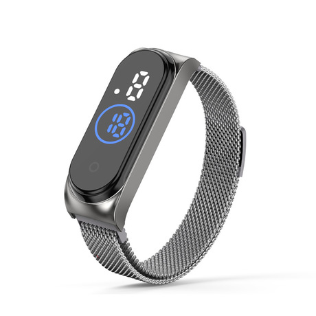 Pantalla táctil reloj electrónico a prueba de agua milan correa de hierro absorbente para eventos regalar venta directa de fábrica reloj LED pequeño regalo juguetes electrónicos de alta altura 1 details Picture