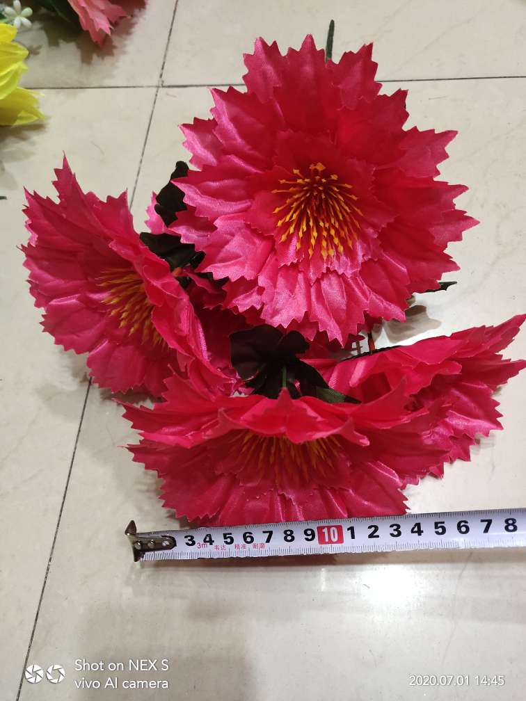 Factory direct sales with favorable prices. High-quality, high, medium and low-end artificial flowers, Qingming Festival flowers, festival bouquets and other 5-head extended stem glittering large flowers Specification image