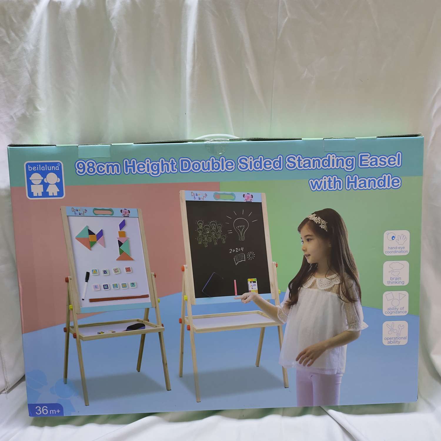 98提手支架双面画板双面画板儿童磁性画板绘画益智玩具批发一件代发黑白两面