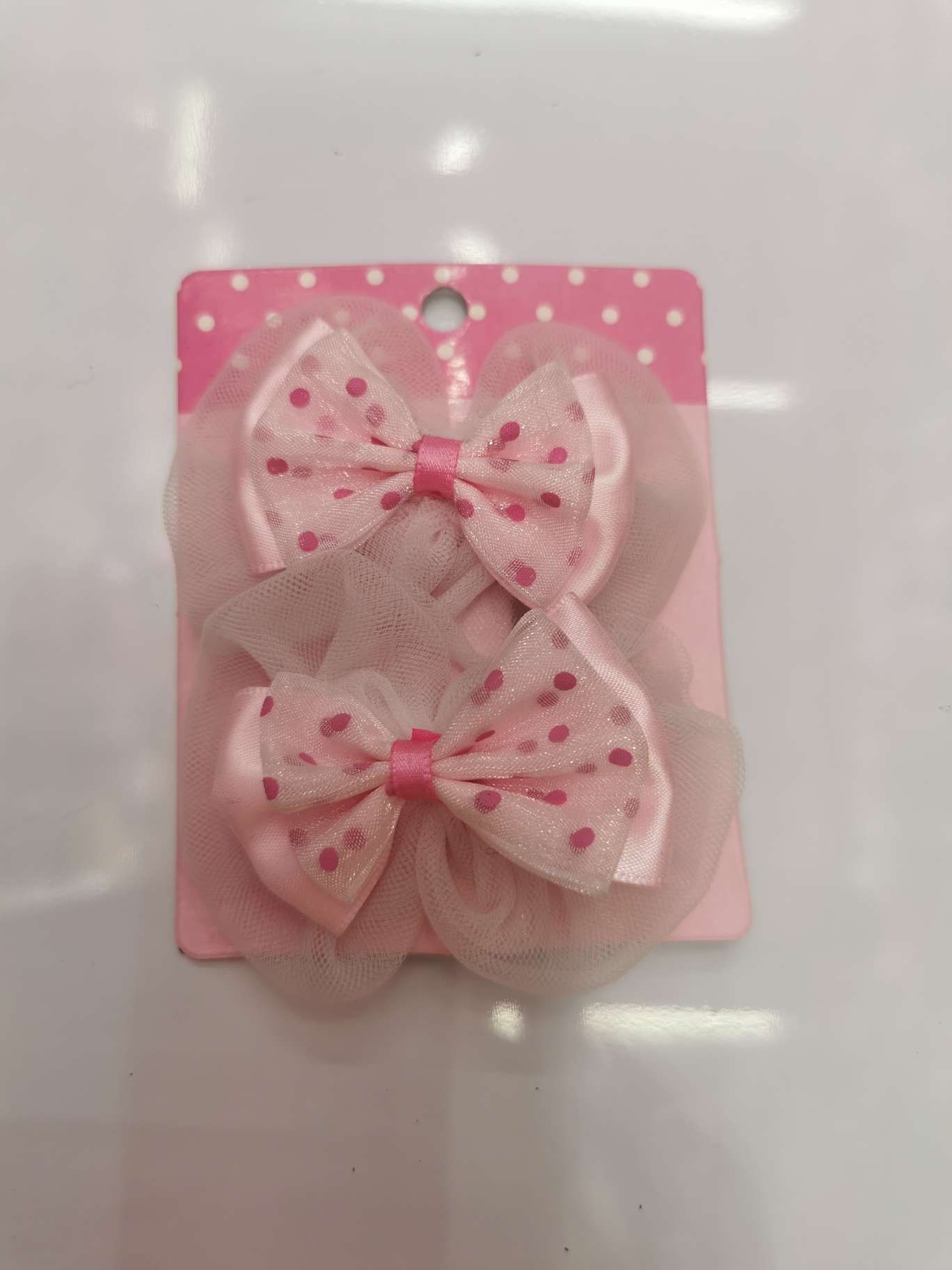 Pointed-dot gauze net figure-eight bow tie duck clip details Picture
