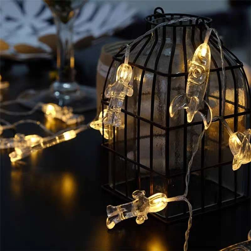 Astronaut Space Network Red light string cartoon children's room decoration astronaut rocket spaceship room layout details Picture