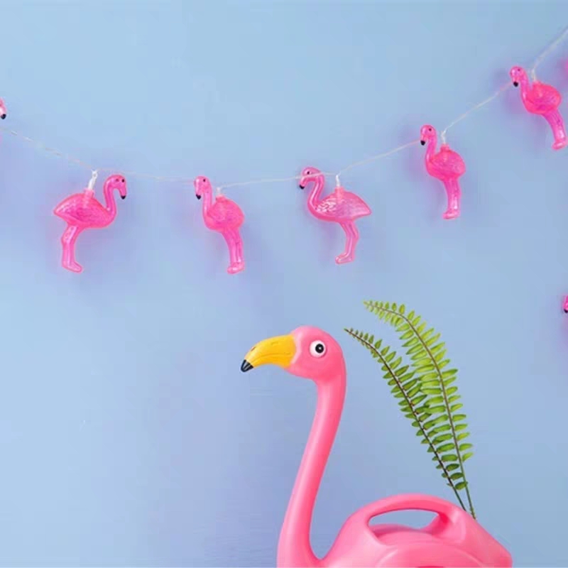 Nordic ins lights, red lanterns, string lights, flashing lights, flamingo shaped room decoration, girlish bedroom decoration details Picture