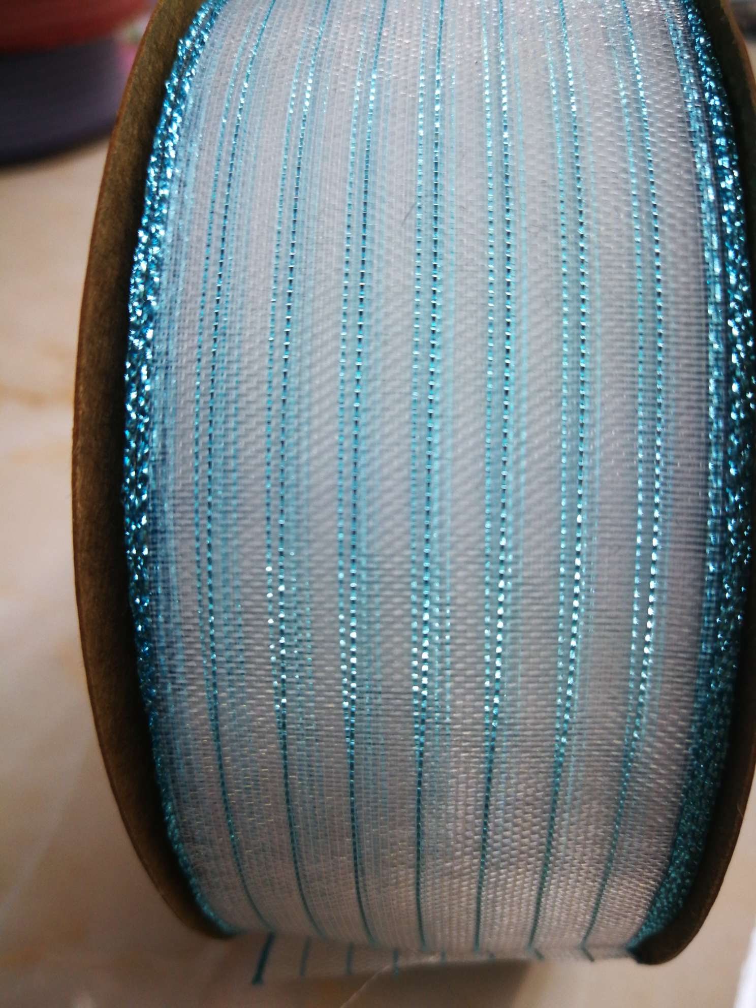 3.8cm sky blue hard mesh tape details Picture