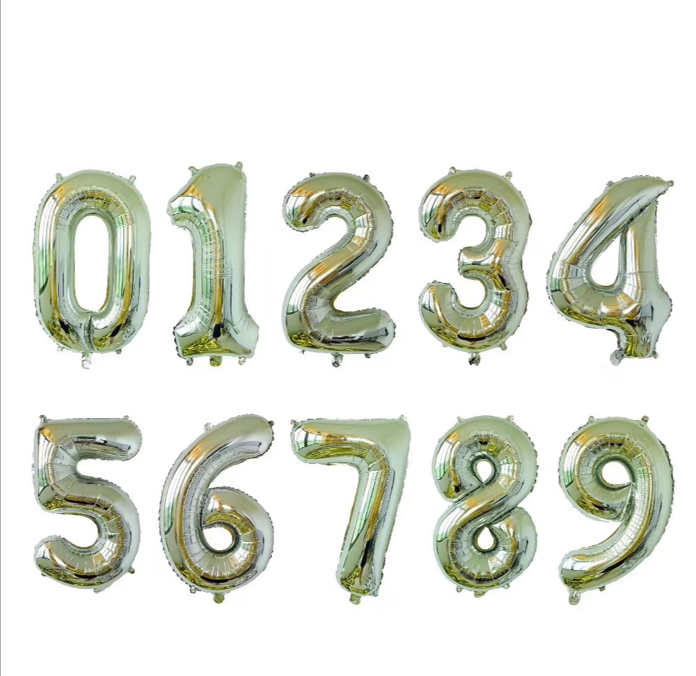 American version of 17 "gold silver rose gold trumpet numerals aluminum film balloons wholesale spot thumbnail