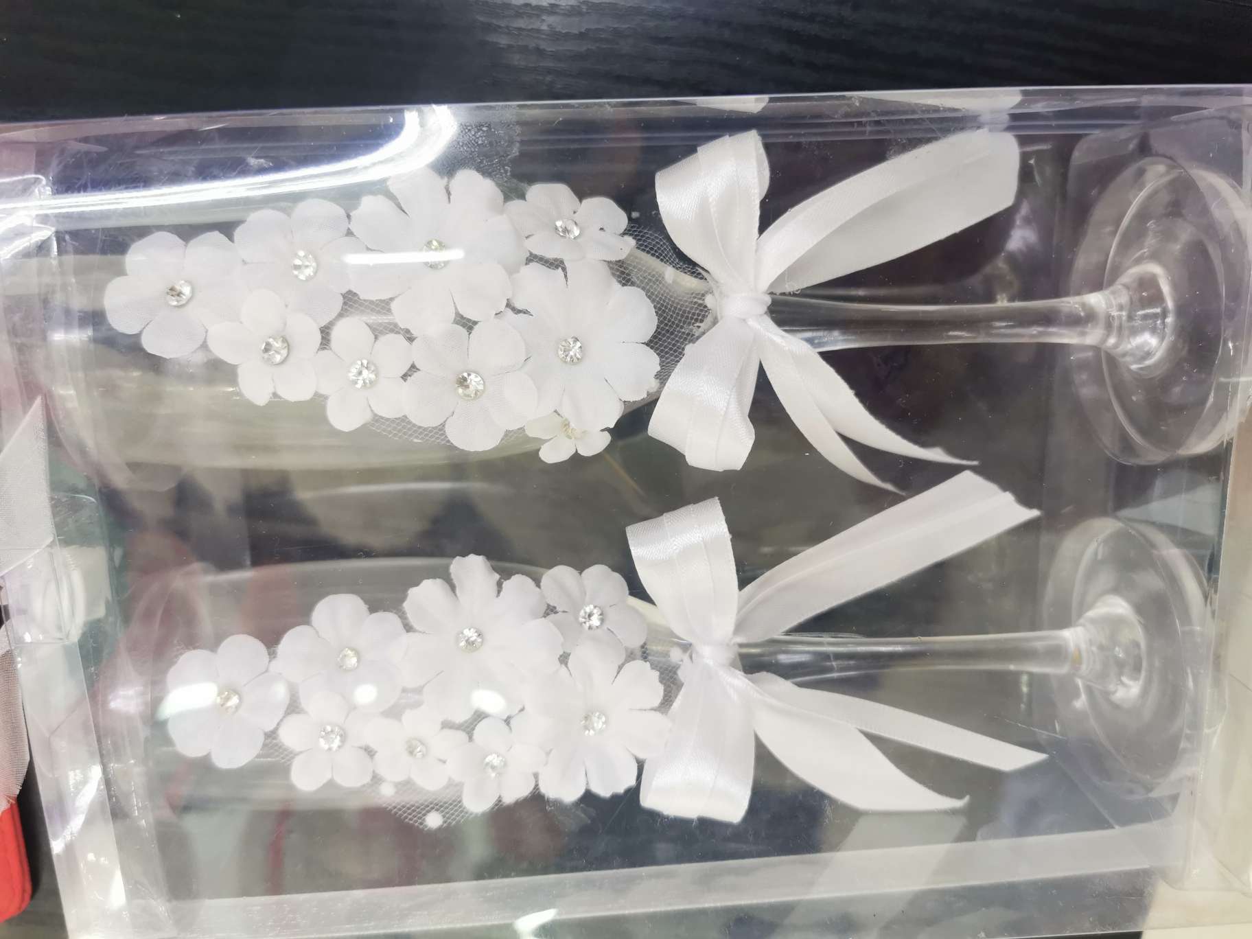 婚庆酒杯新郎新娘对杯 香槟杯布花瓣派对玻璃杯婚庆回礼唯爱