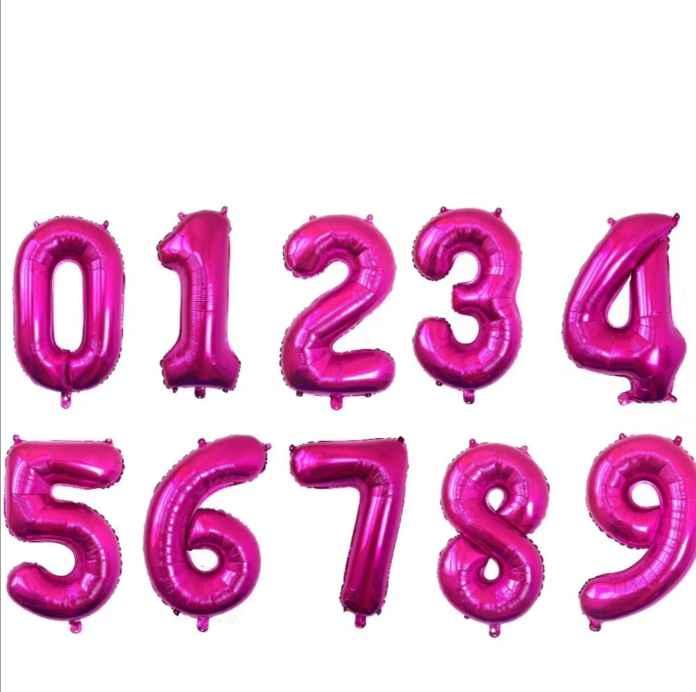 美版17寸蓝色粉色玫红小号数字字母铝膜气球批发现货 thumbnail