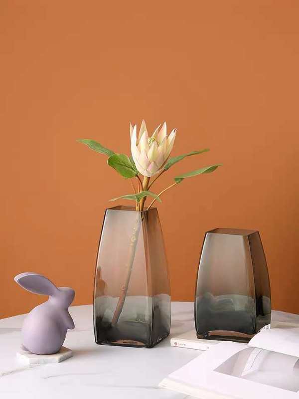 菊敏工艺彩色玻璃花瓶家居摆件1022方红，1027方红