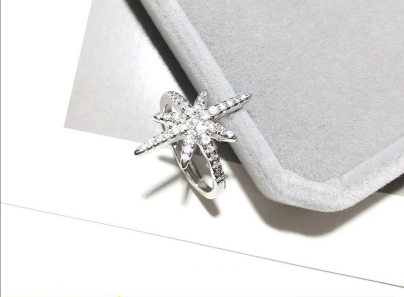 European and American luxury brand micro-inlaid zircon cross-shaped star ring index finger ring, personalized and versatile, factory direct sales Application Scenario