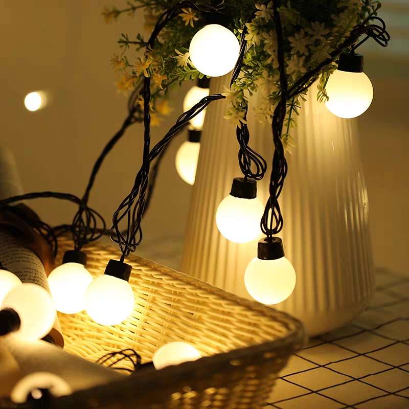 咖啡厅装饰灯led彩灯闪灯灯串圆球户外布置灯圣诞节图