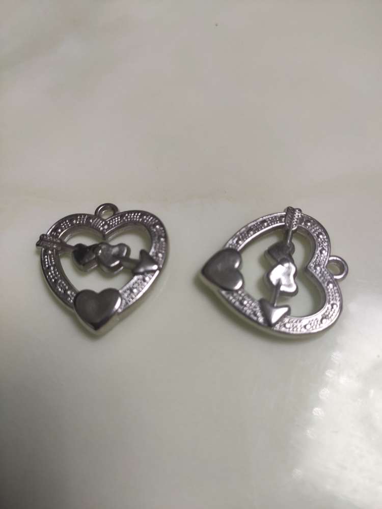 Heart Pendant Ccb Material, Electroplated White K Specification drawing