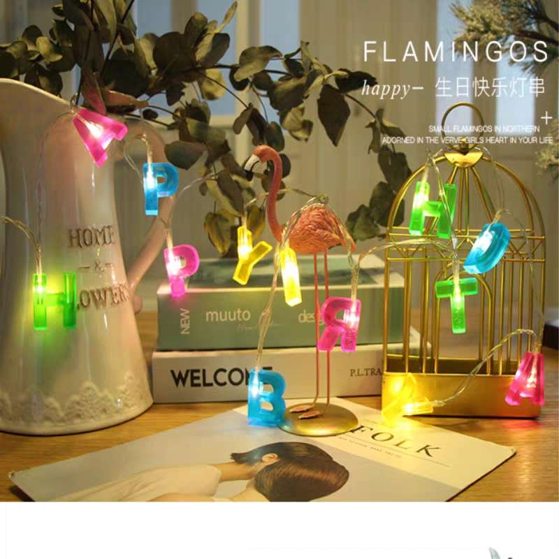 Happy birthday! led color light string, popular creative hanging lamp, first birthday gift, cute children's room decoration