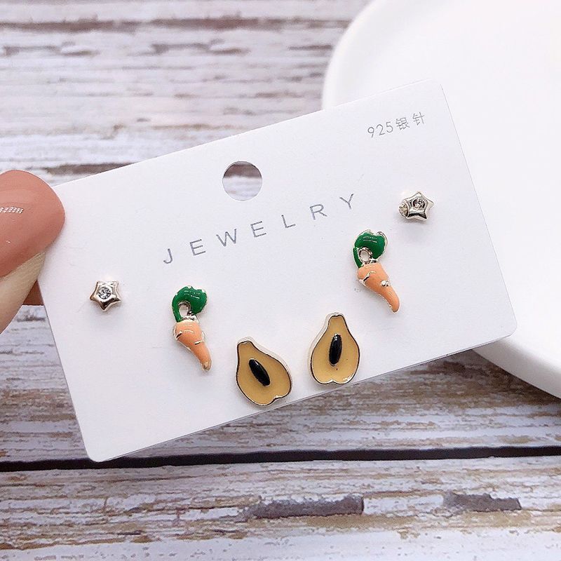 925 Silver Needle Stud earrings, color-preserving stud earrings, girlish style stud earrings, fruit stud earrings