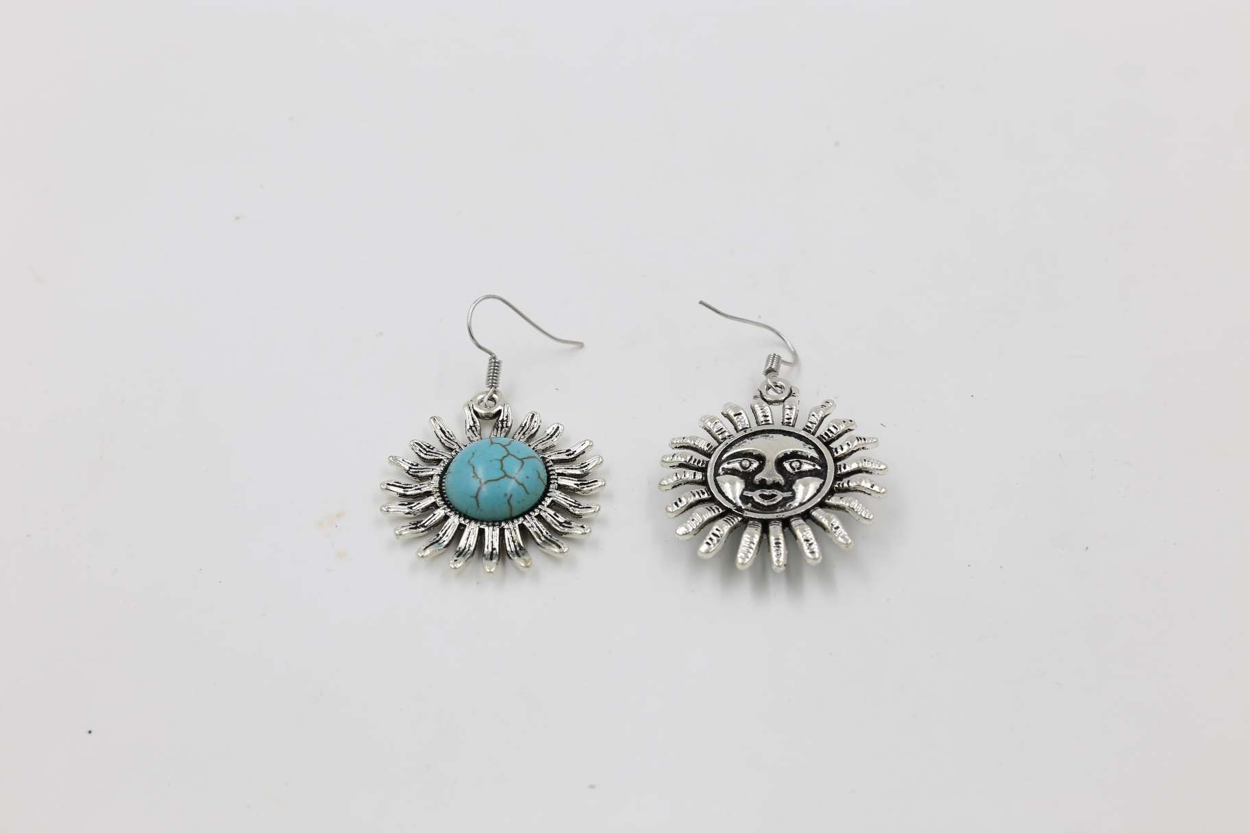 Earrings Sunflower earrings Turquoise earrings thumbnail