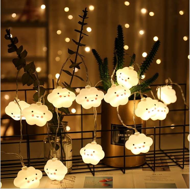 led lights, colored lights, light strings, smiling cloud lights, battery boxes, children's room decorations, tent lighting, birthday hanging lights