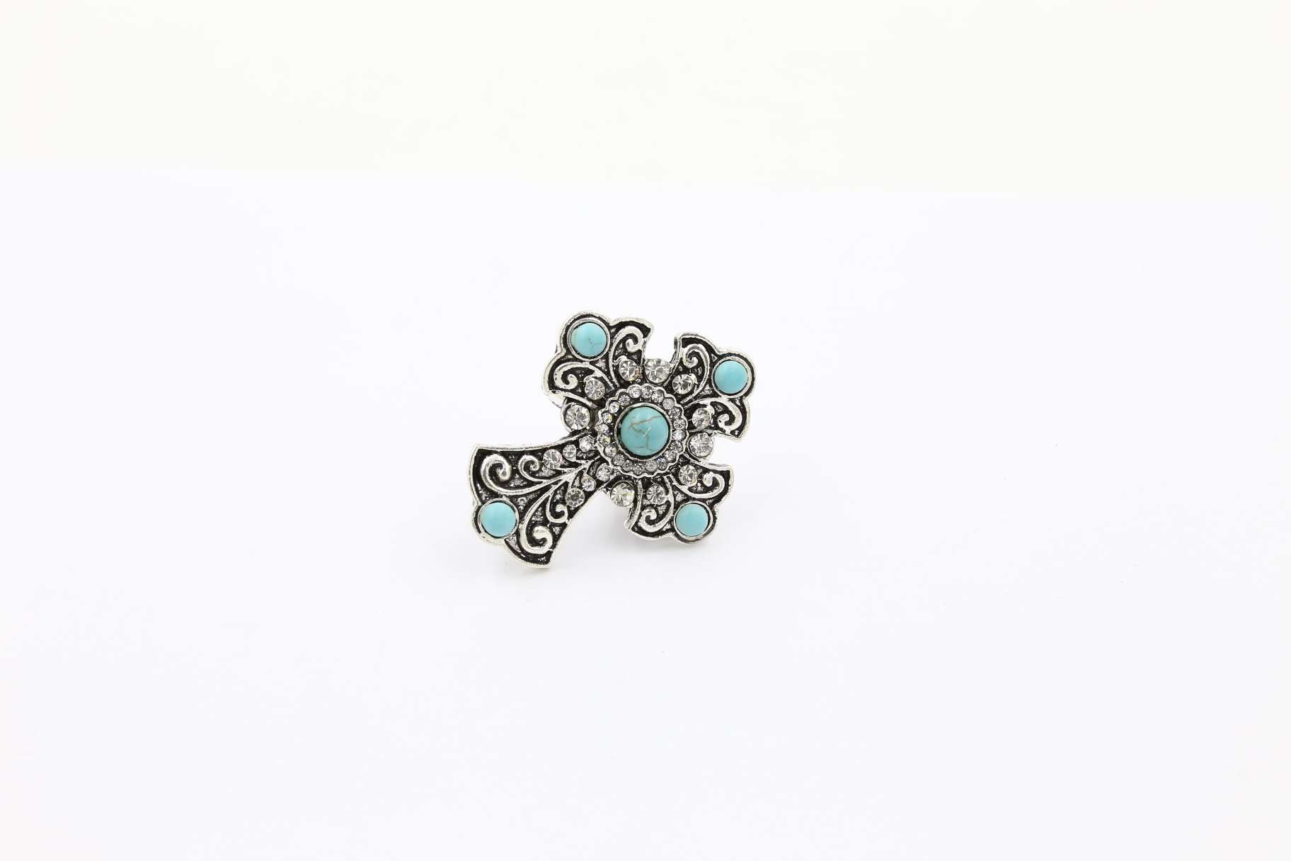 Cross ring pine stone ring