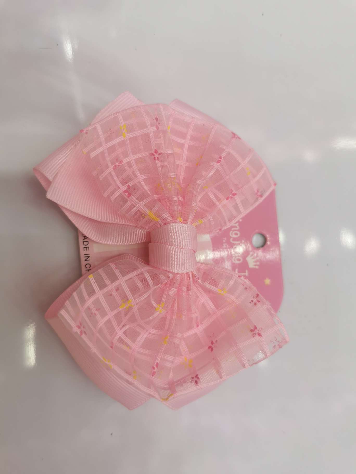 Checkered small flower bow tie and big duck clip