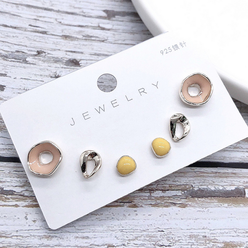 925 Silver needle ear studs, color-preserving ear studs, girlish style ear studs, fruit ear studs, 3 pairs per clip