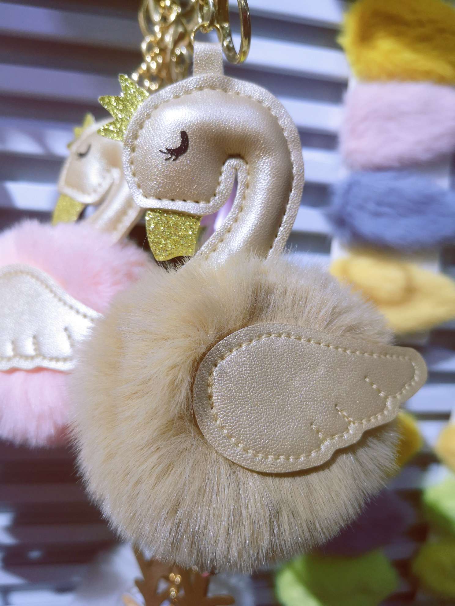 Goose Feather Ball Key Chain Pendant Application Scenario