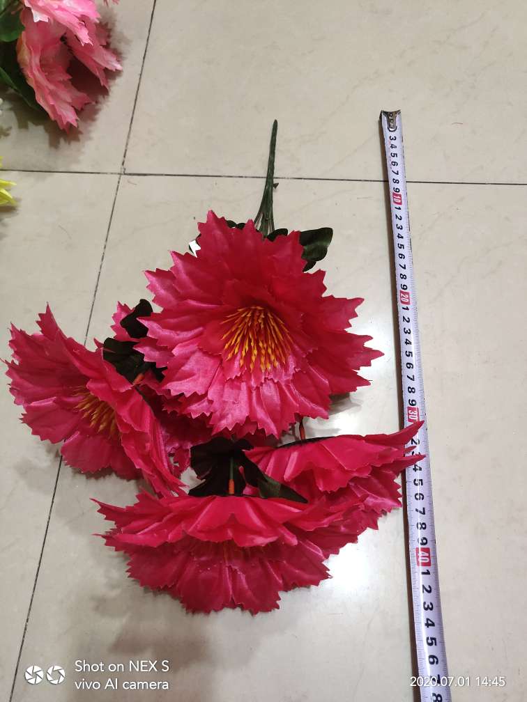 Factory direct sales with favorable prices. High-quality, high, medium and low-end artificial flowers, Qingming Festival flowers, festival bouquets and other 5-head extended stem glittering large flowers details Picture
