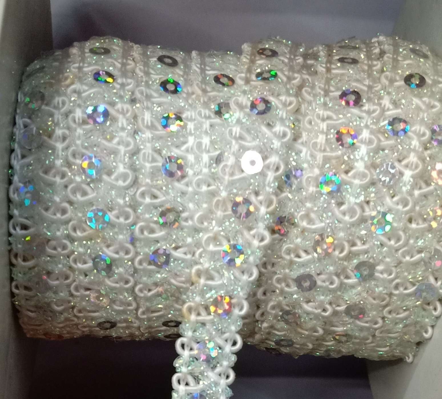 1.5Cm White Beaded Sequin Lace Garment Accessories Packaging Decoration details Picture