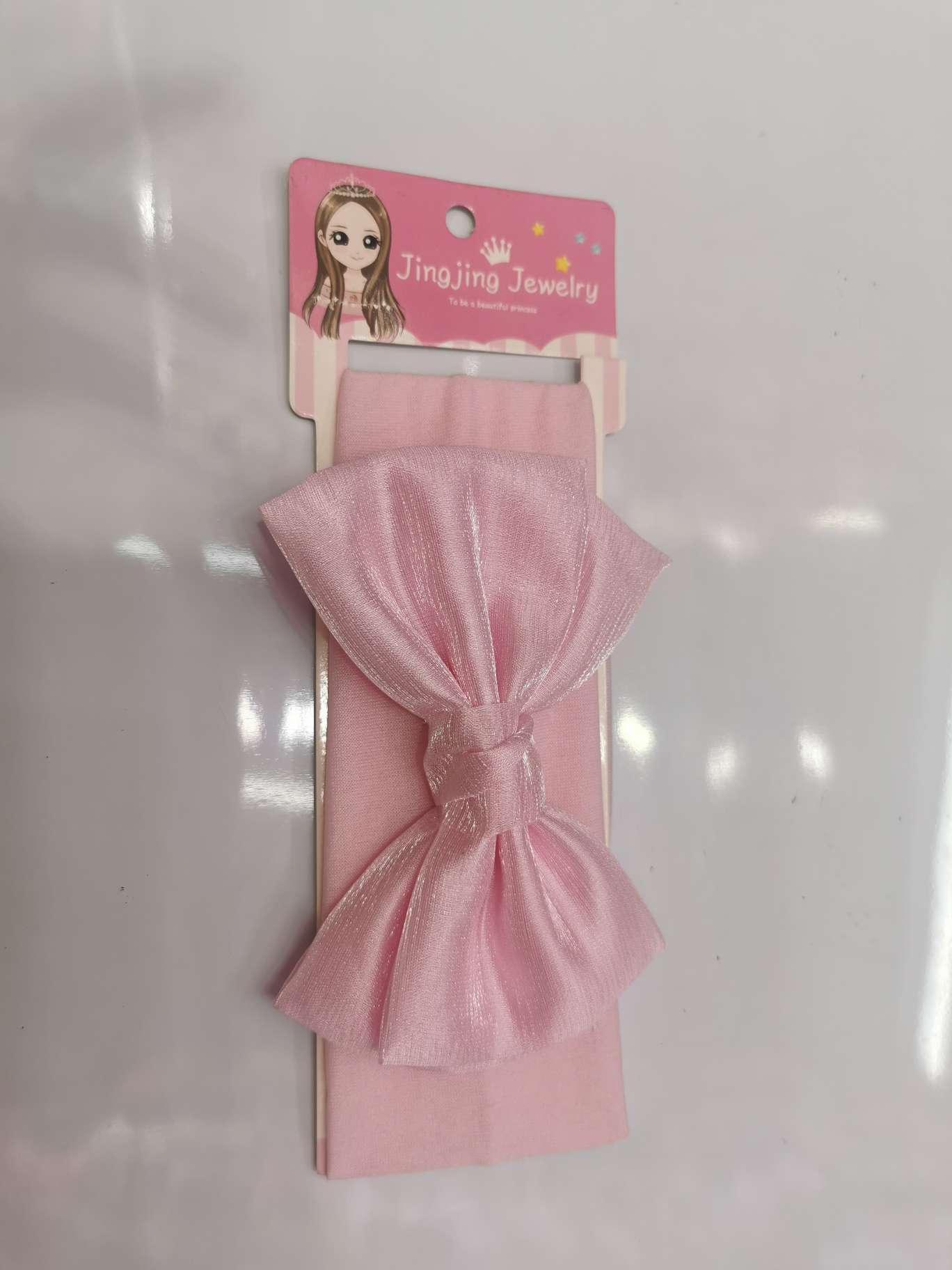Solid-color Korean tulle twin bow tie children's hair band details Picture
