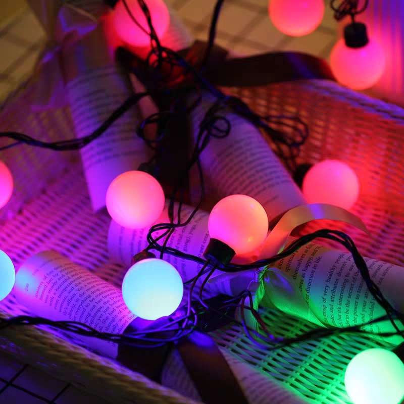 咖啡厅装饰灯led彩灯闪灯灯串圆球户外布置灯圣诞节细节图