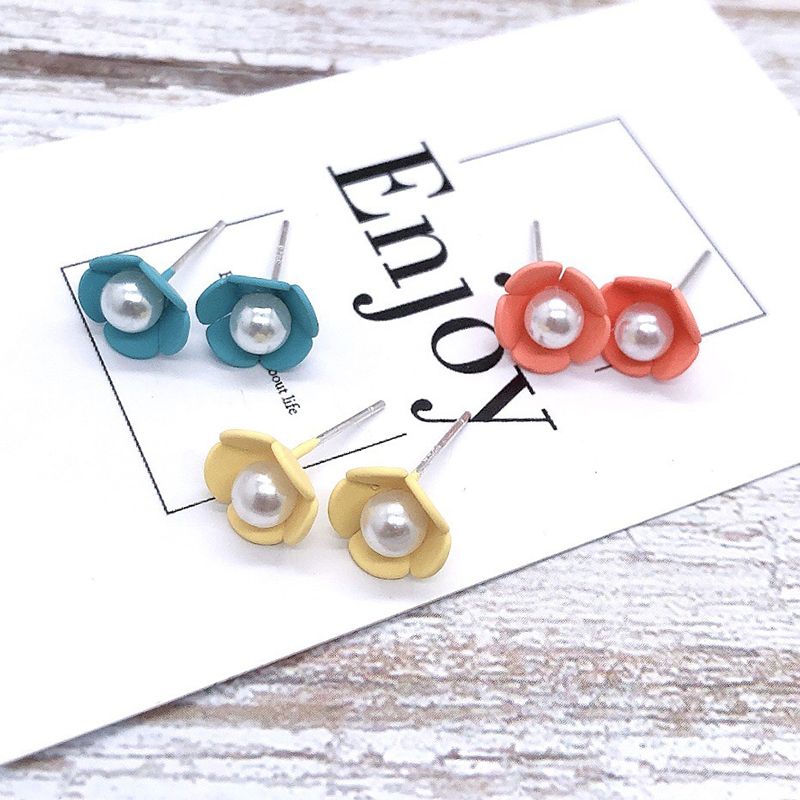 925 Silver needle stud earrings, stud earrings, color-preserving stud earrings, girl stud earrings, 3 pairs per clip Specification image