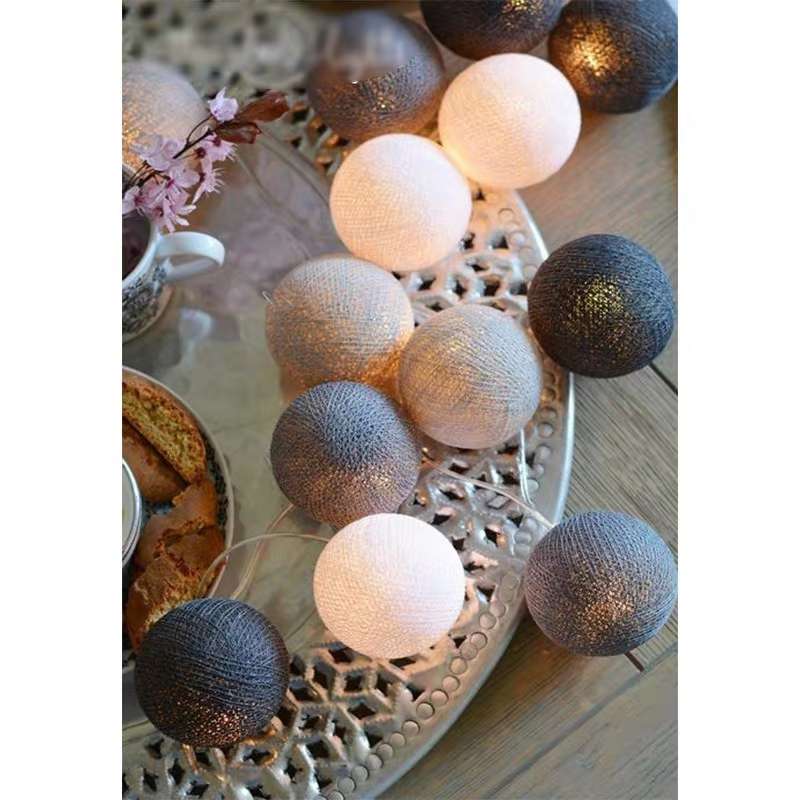 led color light strings, popular cotton thread ball battery lights, girlish bedroom decoration, dormitory decoration, creative hanging lights
