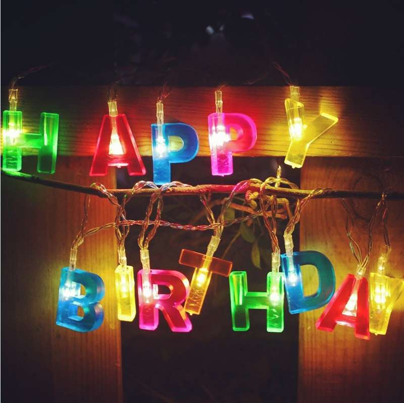 Happy birthday! led color light string, popular creative hanging lamp, first birthday gift, cute children's room decoration Specification image