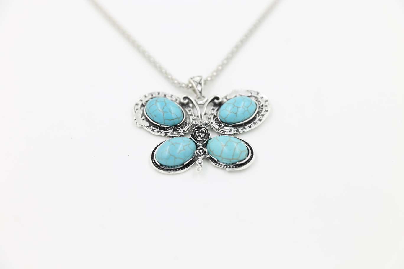 Butterfly necklace turquoise necklace thumbnail