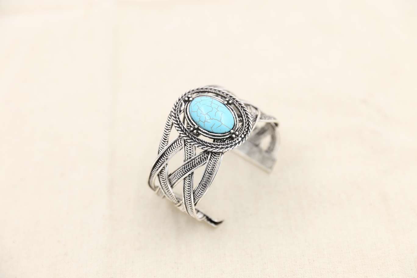 Elliptical turquoise bracelet Large turquoise bracelet