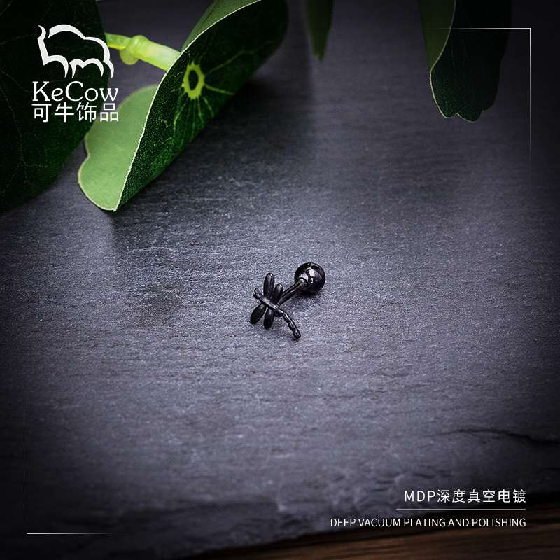 Changsheng stainless steel cast dragonfly mini ear studs and small ear bone studs are niche earrings Specification image