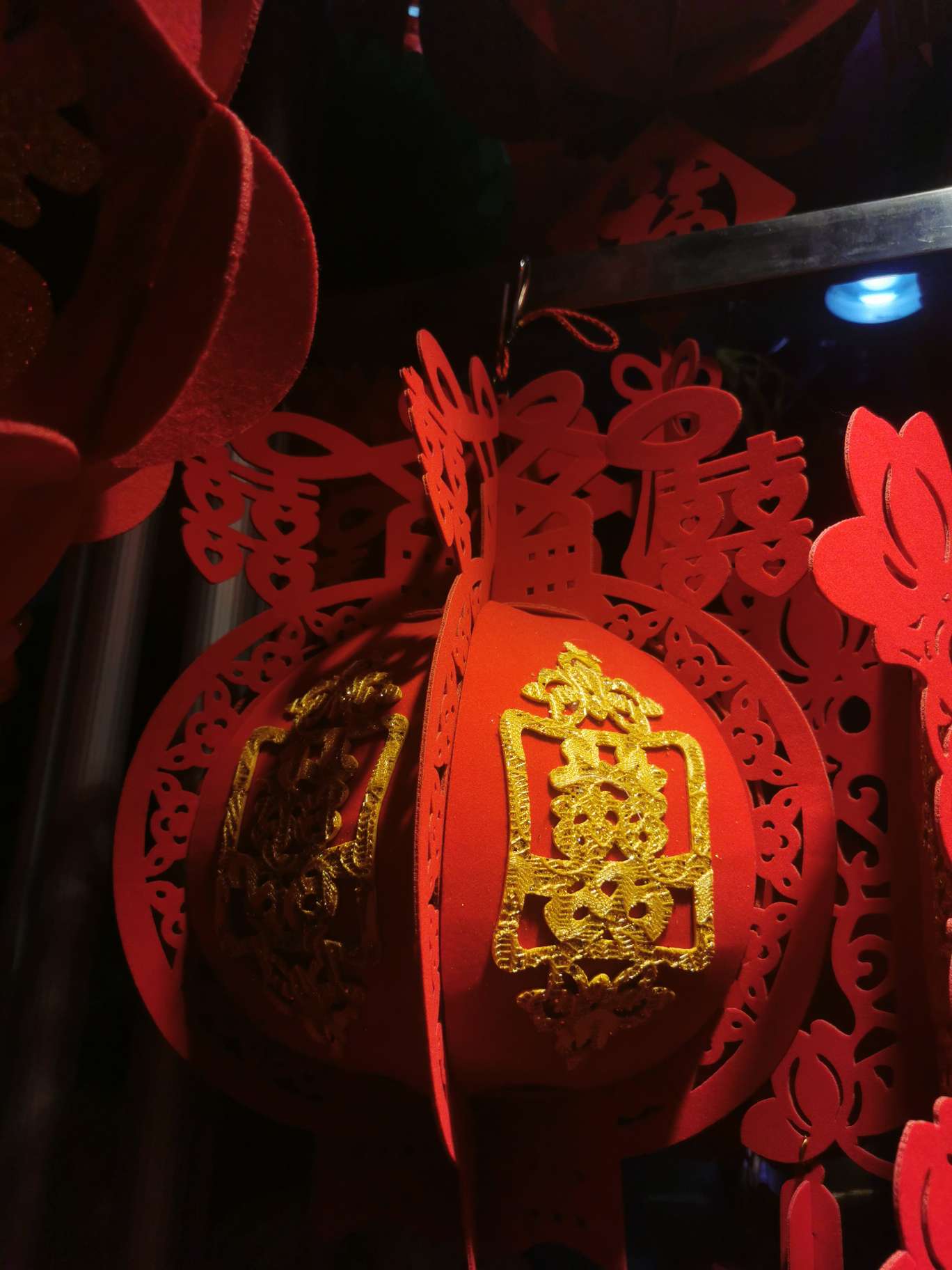 新年用品喜字如意植绒灯无纺布灯笼