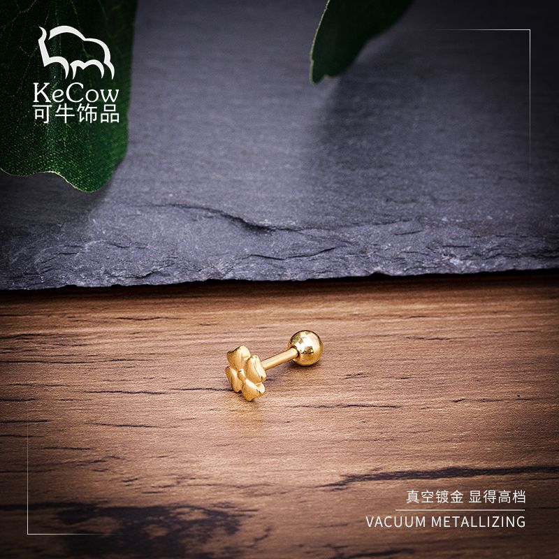 Changsheng Jewelry Stainless Steel mini four-leaf clover ear studs Ear studs and ear bone studs in steel color Application Scenario