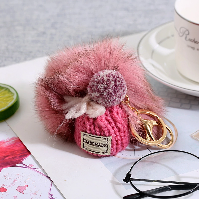 针织帽子毛球钥匙扣挂件挂坠汽车钥匙配饰个性ins百搭背包挂饰详情图7