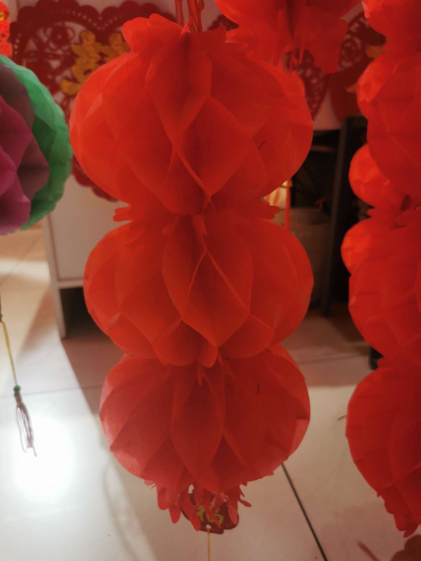 New Year supplies c material 20 three-string paper lanterns and plastic lanterns