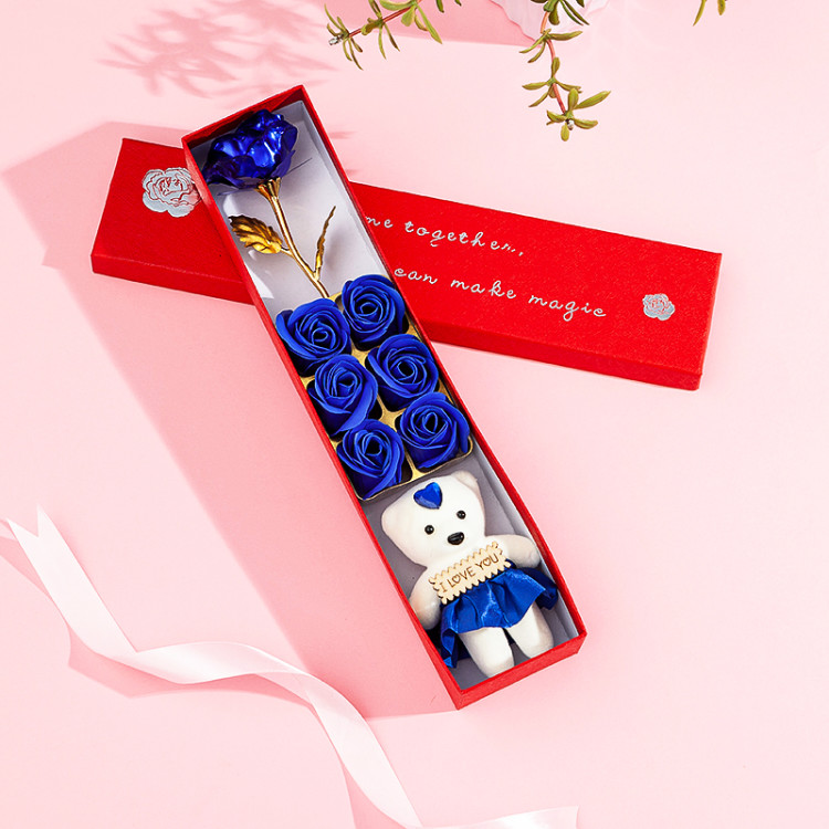 Gold foil rose, Qixi Festival gift, gold rose soap, flower ribbon gift box, creative gift Item Picture