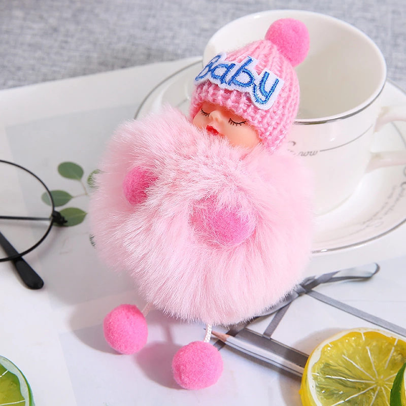 刺绣Baby睡眠娃娃公仔钥匙扣卡通可爱汽车钥匙挂饰配饰现货热销白底实物图