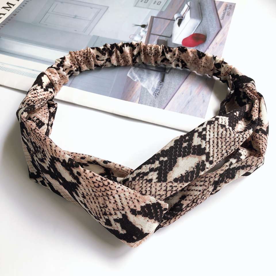 新款交叉松紧发带洗脸发带女豹纹发饰欧美弹力发箍化妆束发带详情图6