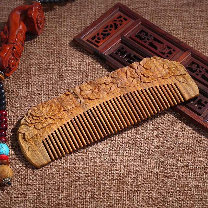 绿檀梳/牡丹梳/绿檀按摩梳细节图