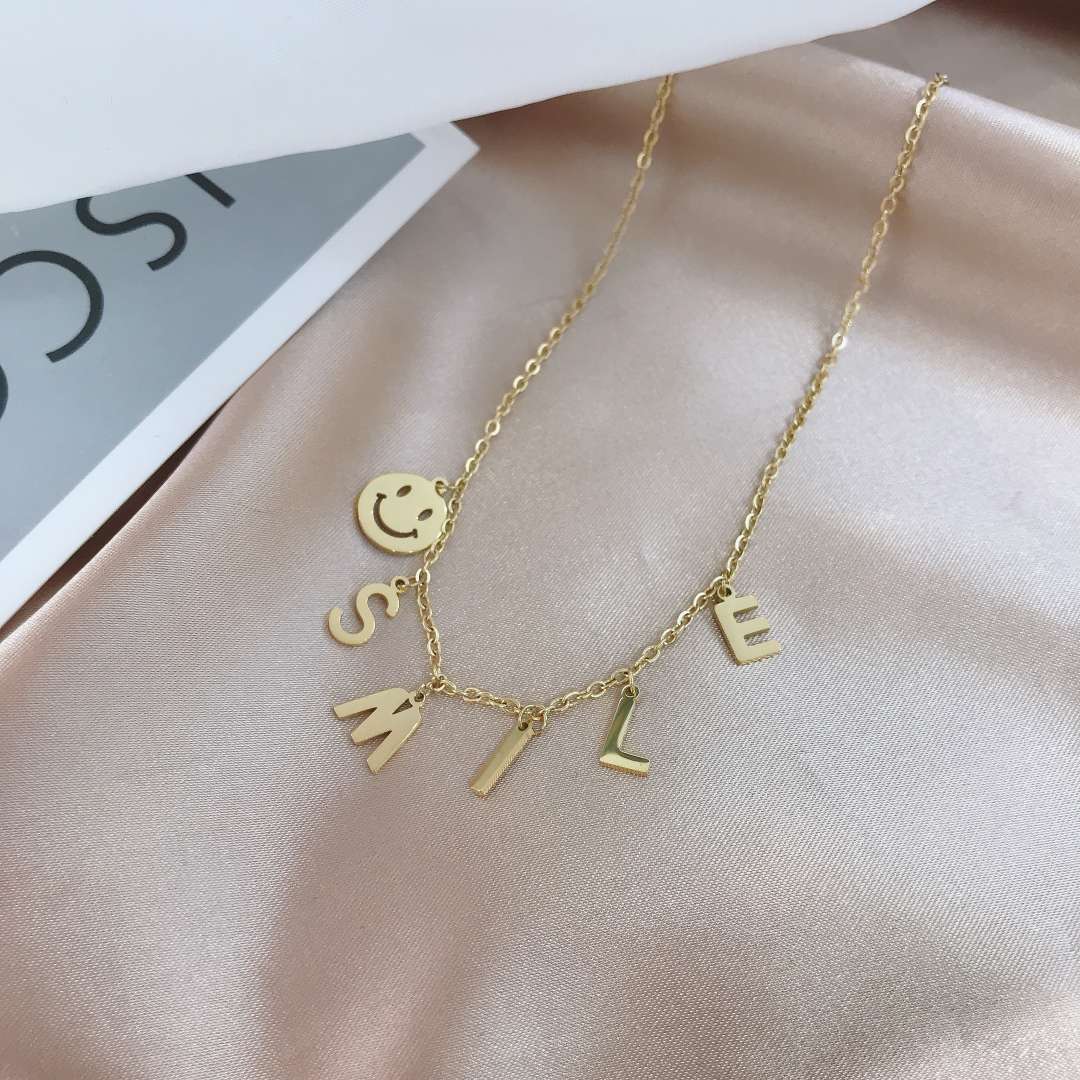 Casual English letter smile necklace