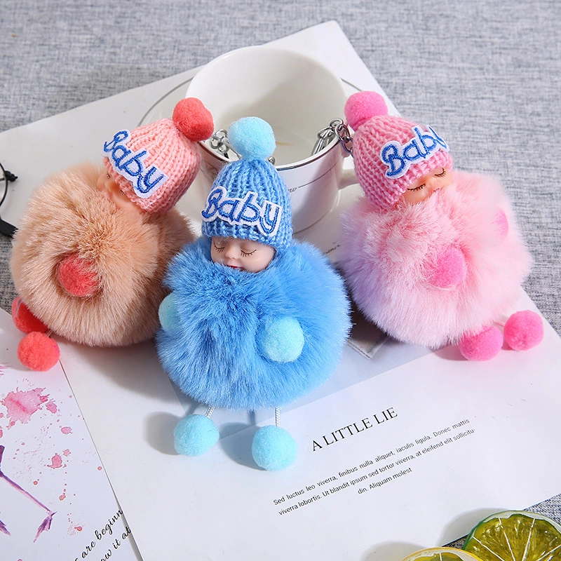 刺绣Baby睡眠娃娃公仔钥匙扣卡通可爱汽车钥匙挂饰配饰现货热销产品图