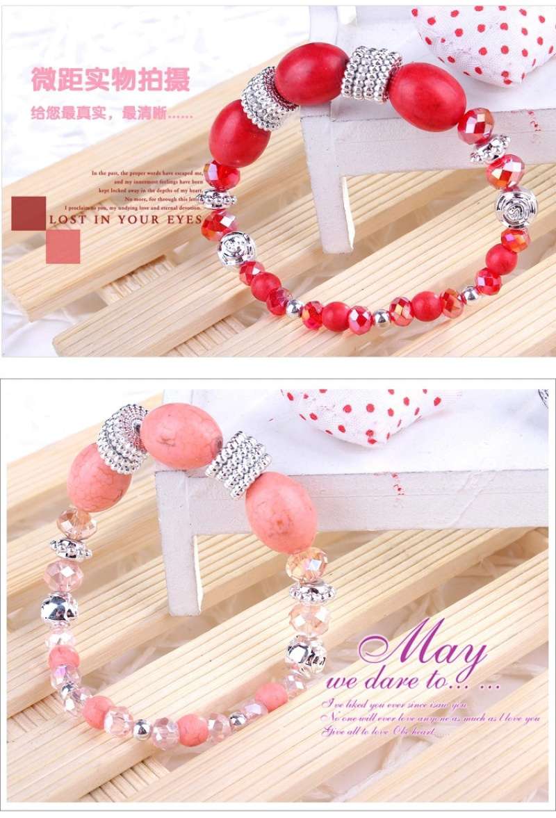 Strawberry crystal bracelet for ladies, original handcrafted beaded turquoise bracelet, cute bracelet undefined