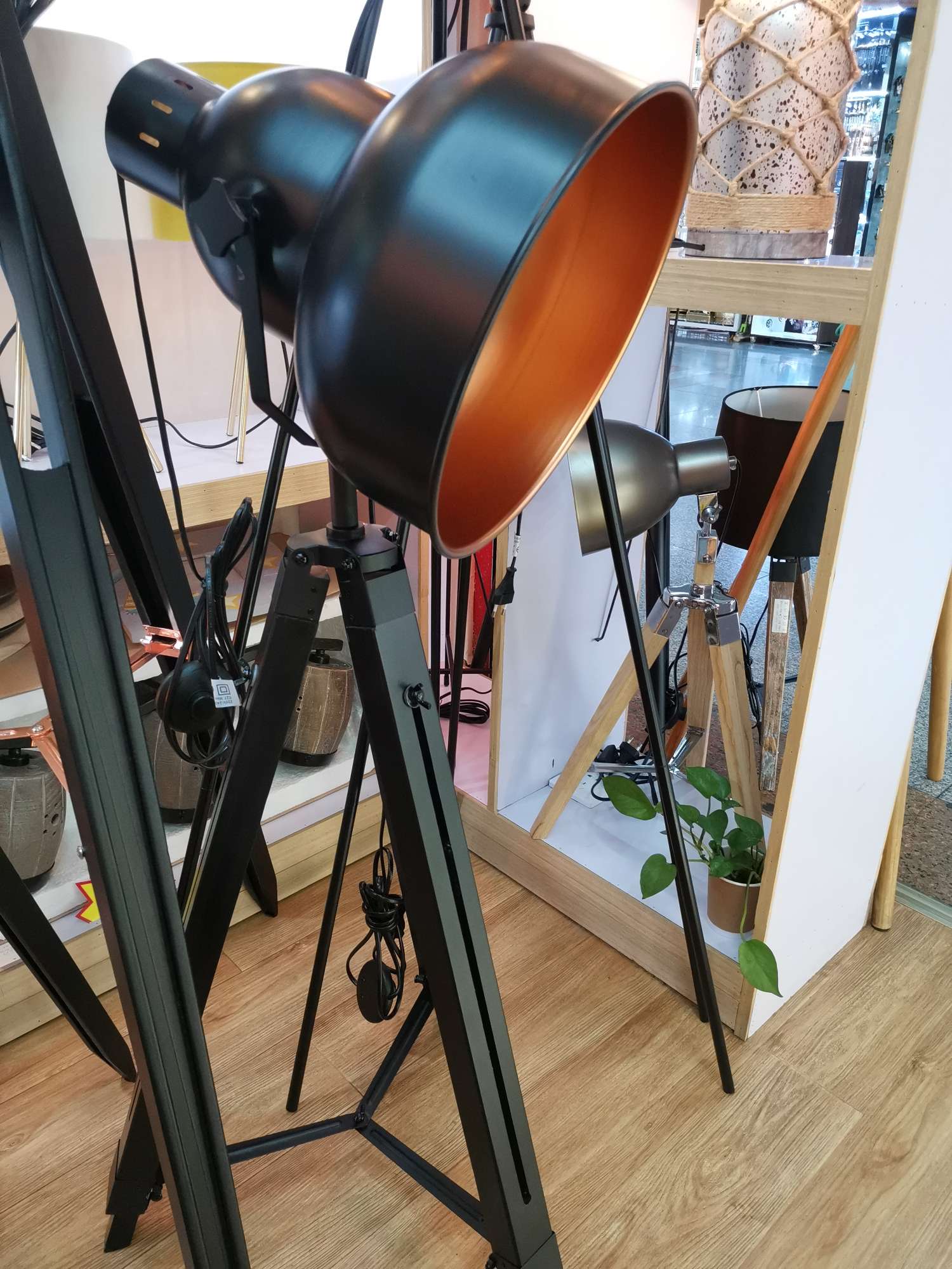Horn Floor Lamp Metal Three-Stand Floor Lamp Iron Floor Lamp Loft Floor Lamp Interior Decorative Light Solid Wood Floor Lamp Application Scenario