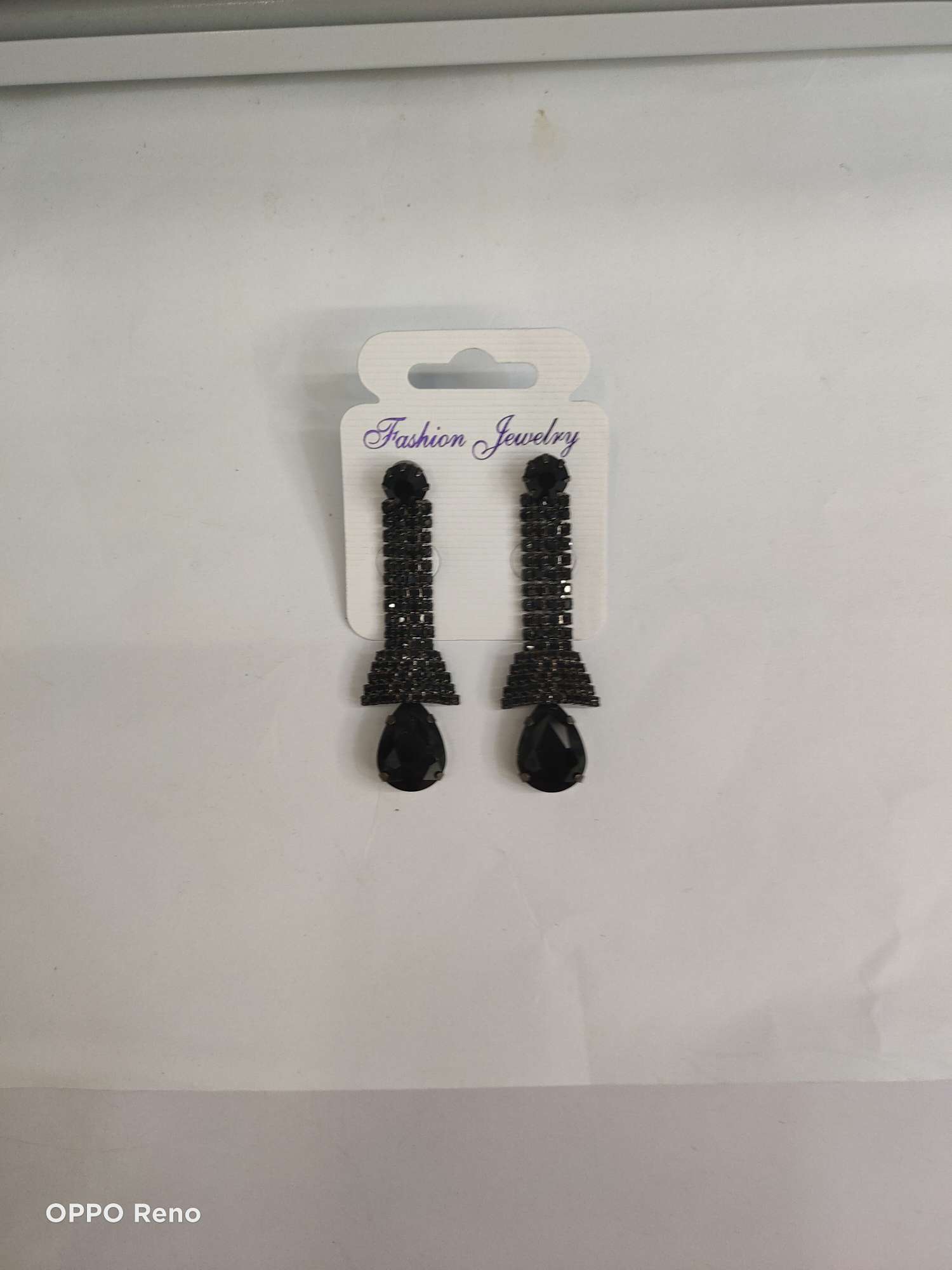 Korean fashion black diamond glass earrings thumbnail