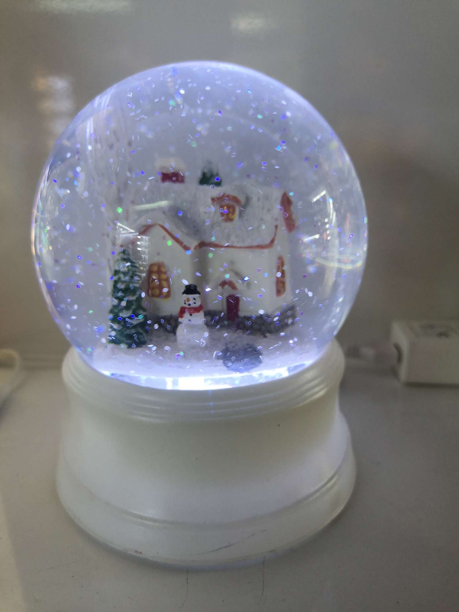 打水灌油带USB音乐飘雪圣诞房子小水晶球