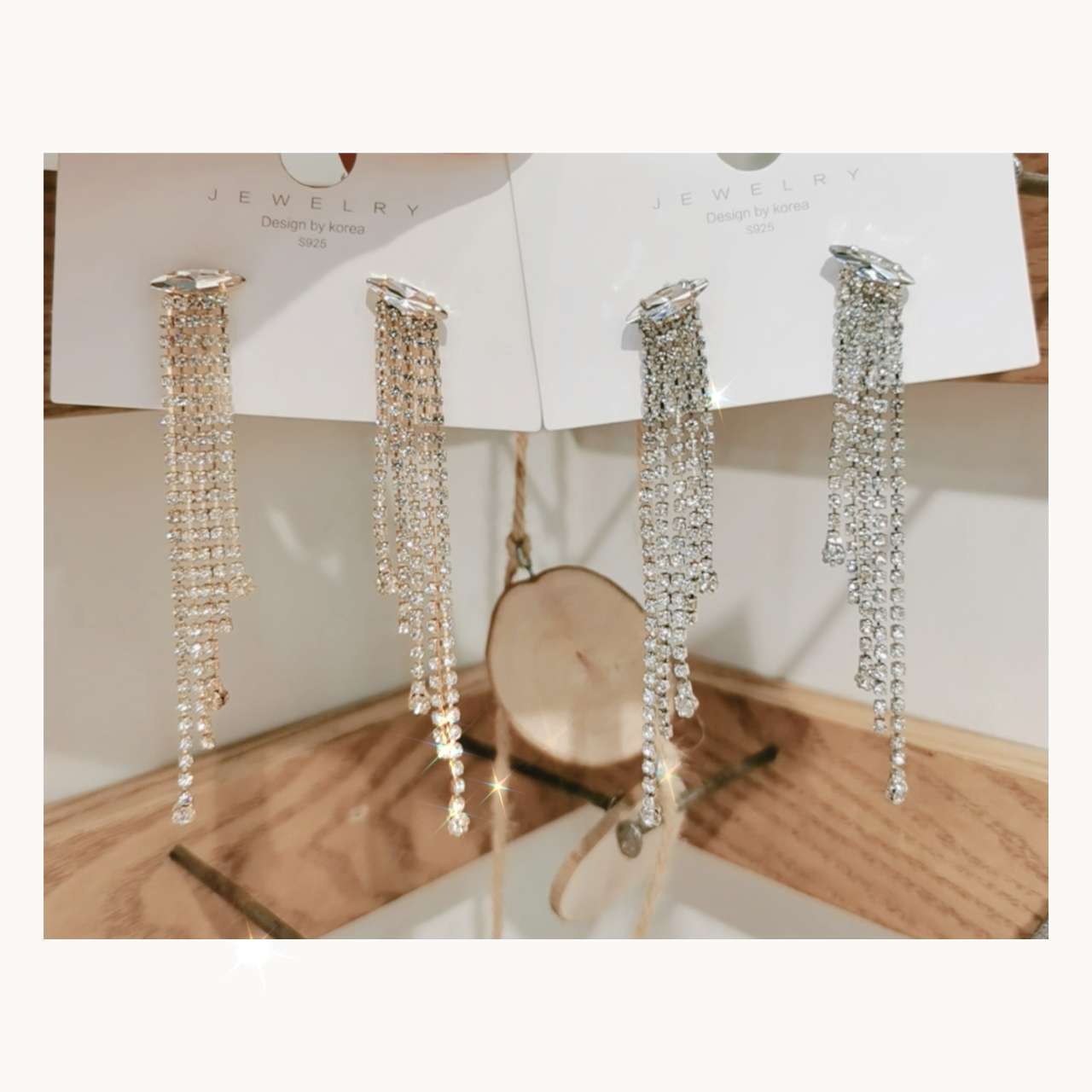 Korean hot style silver needle horse eye chain earrings thumbnail