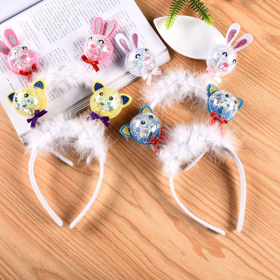 带灯兔耳头扣，颜色可混5一6色！产品图