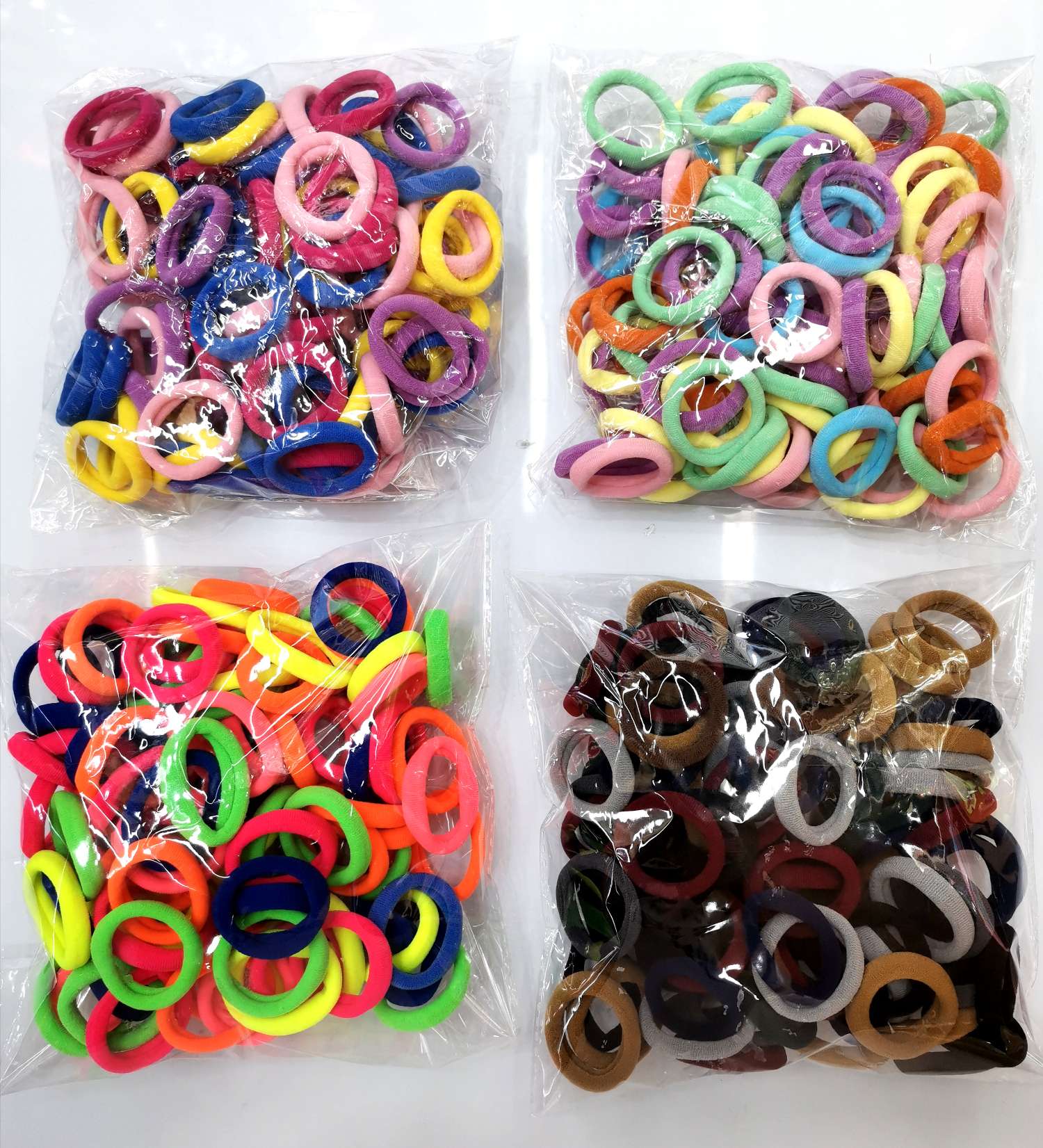 A 100-piece set of high-elasticity seamless knitted children's rubber bands in Korean style
