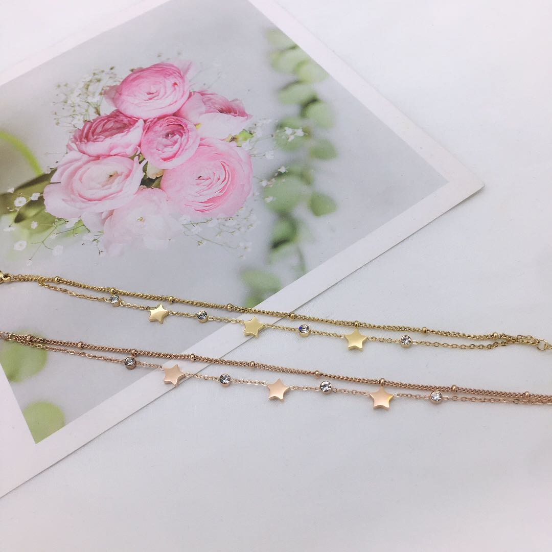 Korean casual fashion double-layer five-pointed star bracelet thumbnail